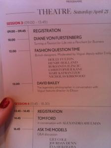 Itinerary at Vogue Festival in London